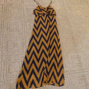 Blue and yellow maxi dress